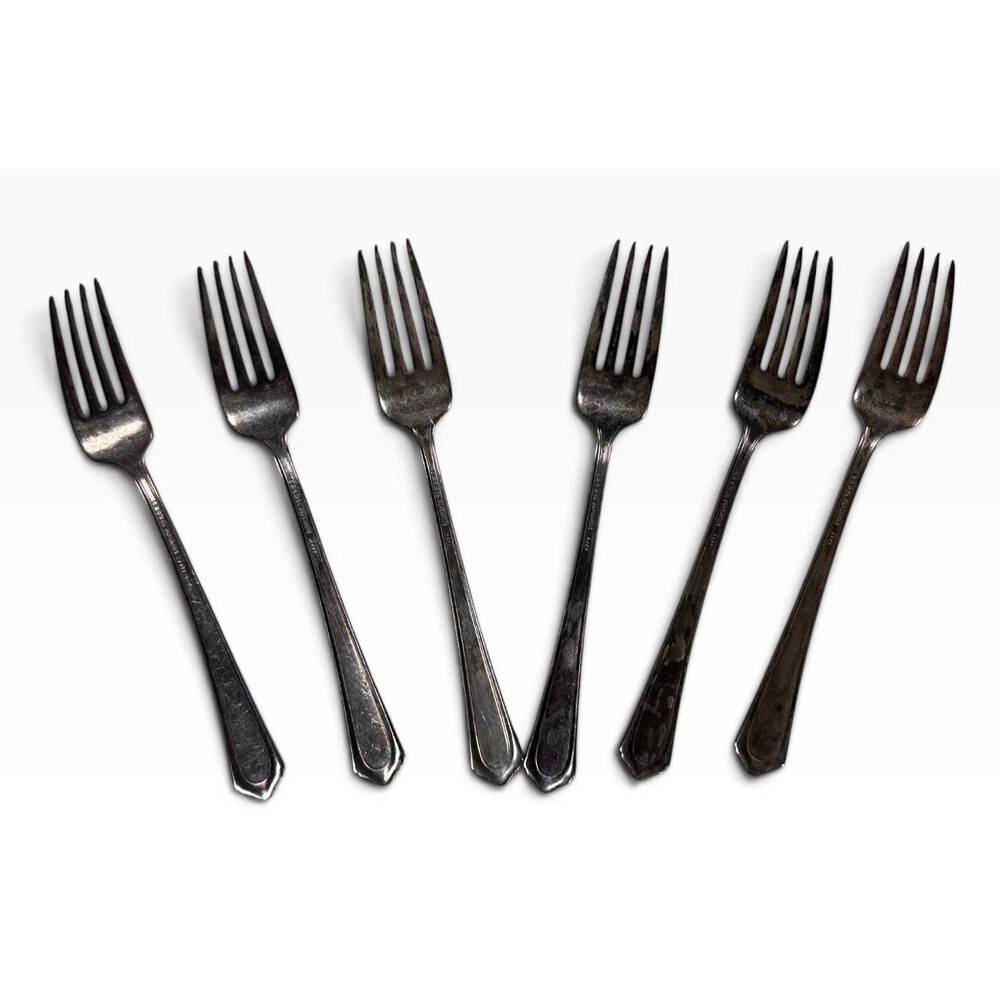 Vintage L & C M Co Superfine Forks Set of 6 Silverplate
